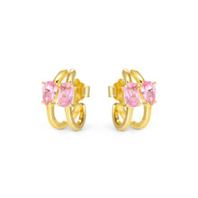 Load image into Gallery viewer, COLOUR WAVE EARRINGS 149859/021 GOLD PINK CZ

