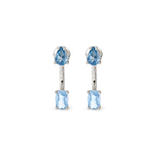 Load image into Gallery viewer, COLOUR WAVE AURORA EARRINGS 149860/062 STERLING SILVER BLUE &amp; LIGHT BLUE CZ
