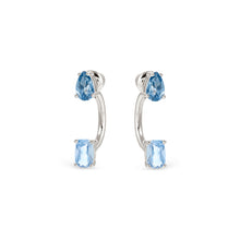 Load image into Gallery viewer, COLOUR WAVE AURORA EARRINGS 149860/062 STERLING SILVER BLUE &amp; LIGHT BLUE CZ
