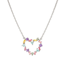 Load image into Gallery viewer, COLOUR WAVE MINI NECKLACE 149885/061 SILVER MULTICOLOURED CZ HEART
