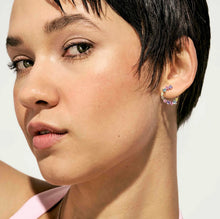 Load image into Gallery viewer, COLOUR WAVE MINI EARRINGS 149888/063 ROSE GOLD CIRCULAR MULTICOLOURED CZ STUDS
