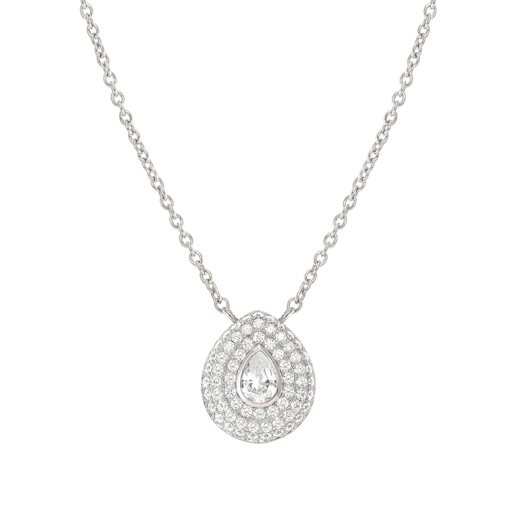 DOMINA NECKLACE SILVER WITH WHITE PAVÉ CZ TEAR DROP PENDANT 240406/015
