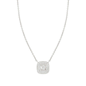 DOMINA NECKLACE SILVER WITH WHITE PAVÉ CZ SQUARE PENDANT 240406/036