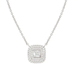 DOMINA NECKLACE SILVER WITH WHITE PAVÉ CZ SQUARE PENDANT 240406/036