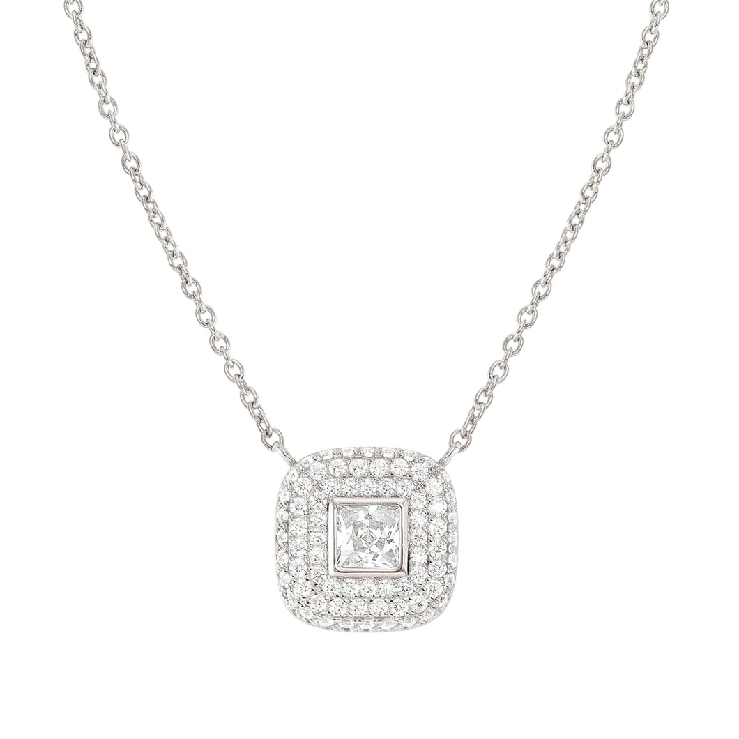 DOMINA NECKLACE SILVER WITH WHITE PAVÉ CZ SQUARE PENDANT 240406/036