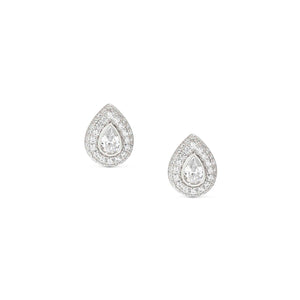 DOMINA STUD EARRINGS SILVER WITH WHITE PAVÉ CZ TEAR DROP 240407/015