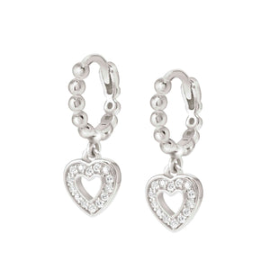 LOVECLOUD HOOP EARRINGS SILVER WITH CZ 240507/009 HEART