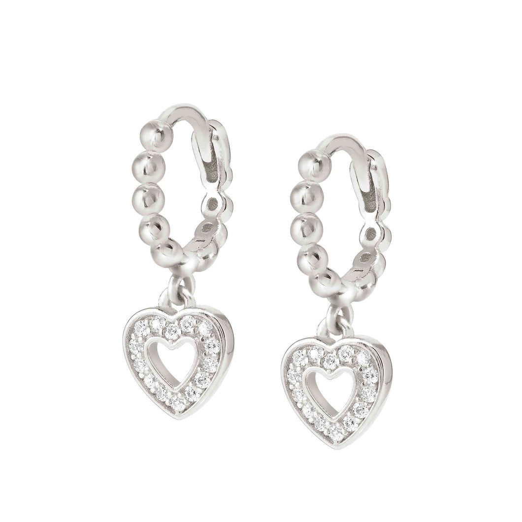 LOVECLOUD HOOP EARRINGS SILVER WITH CZ 240507/009 HEART