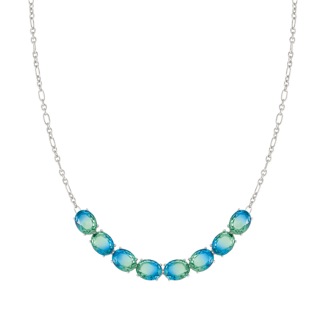 SYMBIOSI NECKLACE 240804/025 SILVER WITH BLUE AND GREEN TWO-TONE STONES