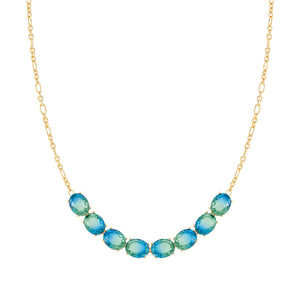 SYMBIOSI NECKLACE 240804/026 GOLD WITH BLUE AND GREEN TWO-TONE STONES