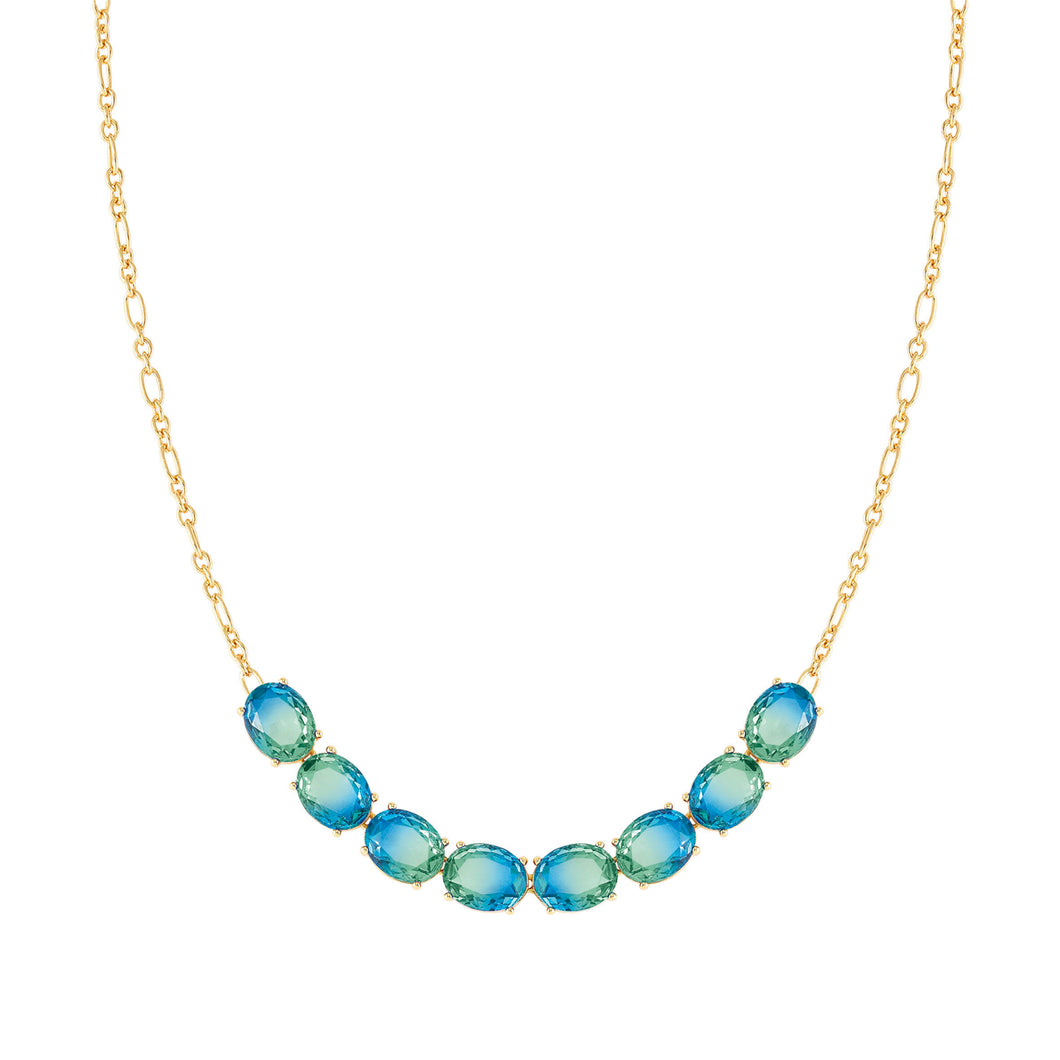 SYMBIOSI NECKLACE 240804/026 GOLD WITH BLUE AND GREEN TWO-TONE STONES