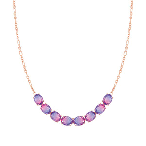 SYMBIOSI NECKLACE 240804/030 ROSE GOLD WITH PINK AND PURPLE TWO-TONE STONES