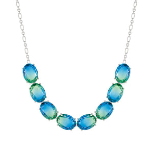 SYMBIOSI NECKLACE 240805/025 SILVER WITH LARGE BLUE AND GREEN TWO-TONE STONES