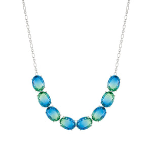 SYMBIOSI NECKLACE 240805/025 SILVER WITH LARGE BLUE AND GREEN TWO-TONE STONES