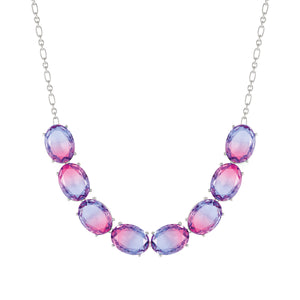 SYMBIOSI NECKLACE 240805/028 SILVER WITH LARGE PINK AND PURPLE TWO-TONE STONES