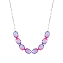 Load image into Gallery viewer, SYMBIOSI NECKLACE 240805/028 SILVER WITH LARGE PINK AND PURPLE TWO-TONE STONES
