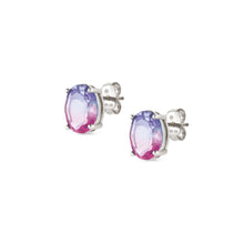Load image into Gallery viewer, SYMBIOSI EARRINGS 240806/028 SILVER WITH PINK AND PURPLE TWO-TONE STONES

