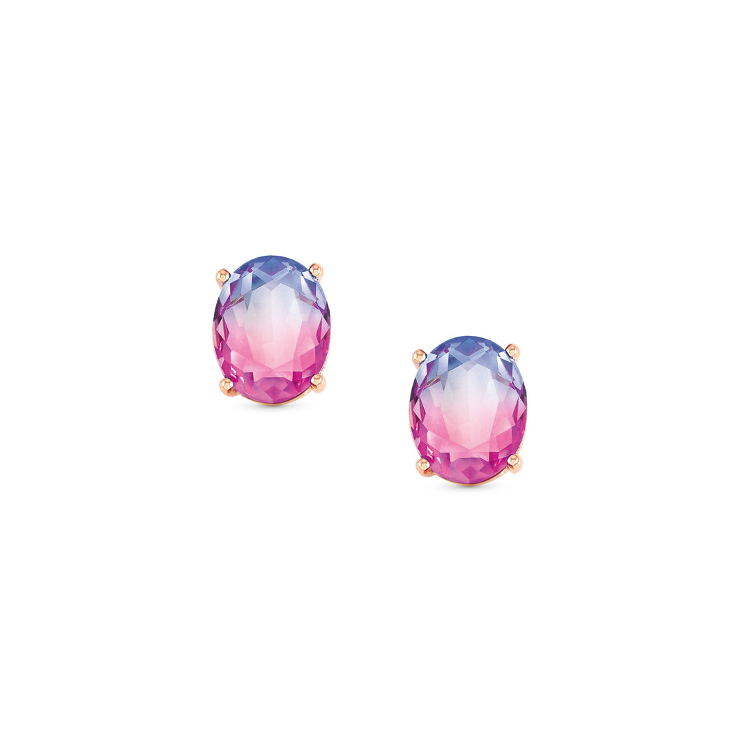 SYMBIOSI EARRINGS 240806/030 ROSE GOLD WITH PINK AND PURPLE TWO-TONE STONES