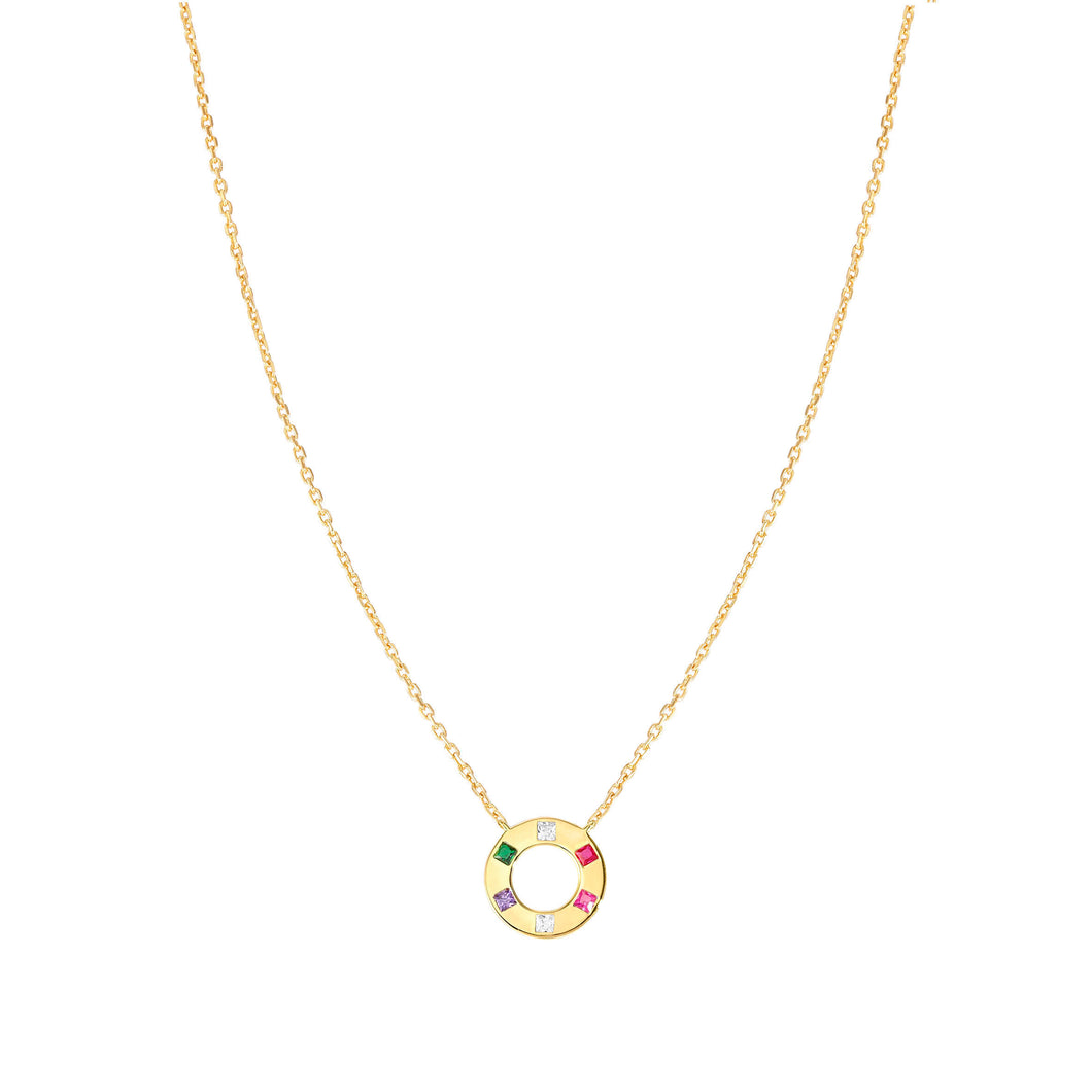CARISMATICA NECKLACE 240911/020 GOLD CIRCLE WITH COLOURFUL CZ