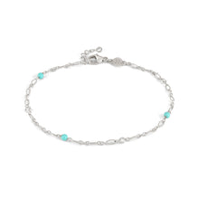 Load image into Gallery viewer, ANKLET 241000/003 SILVER CHAIN WITH TURQUOISE &amp; CZ
