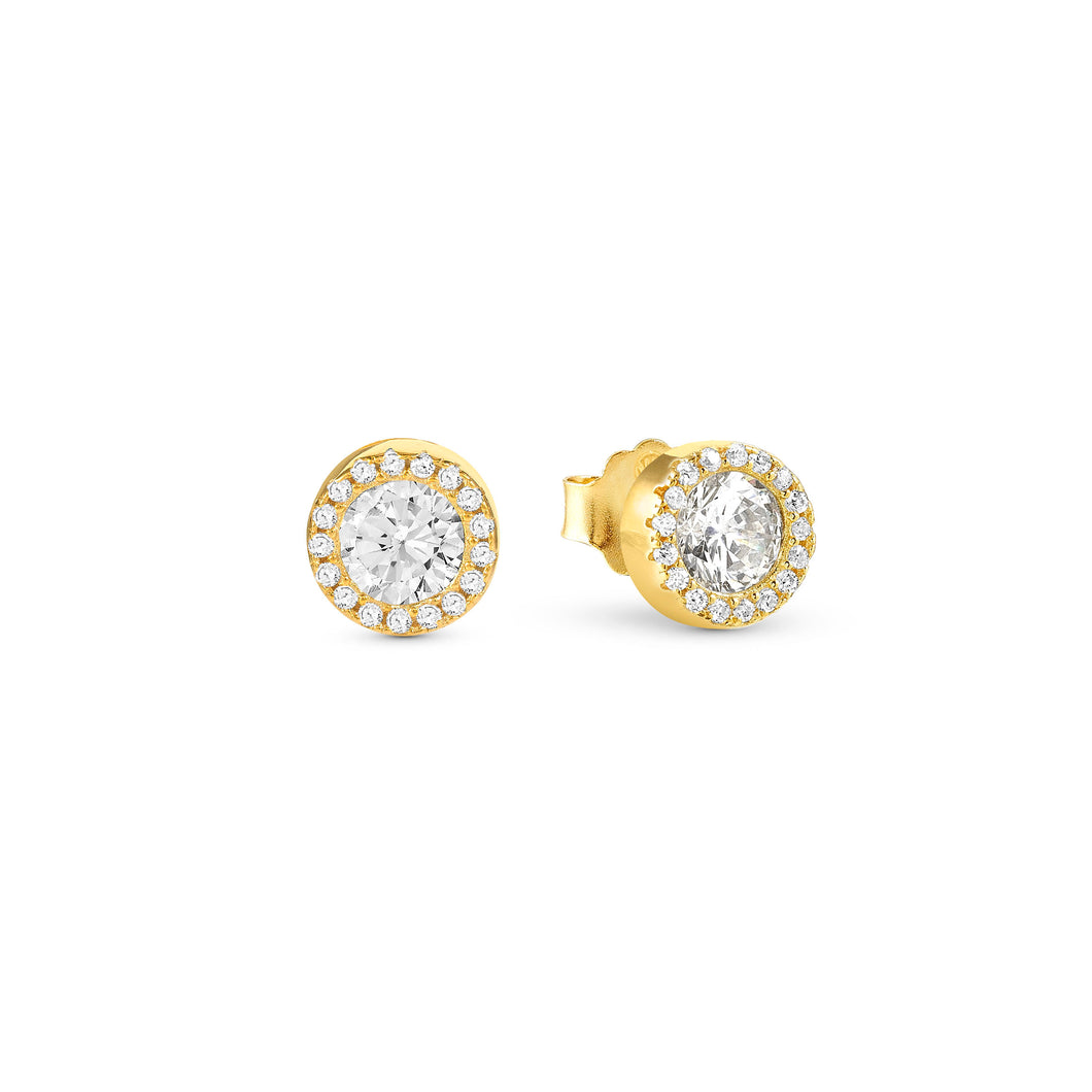 SEIDIVINA EARRINGS 241404/012 GOLD WITH WHITE CZ CIRCLE STUD