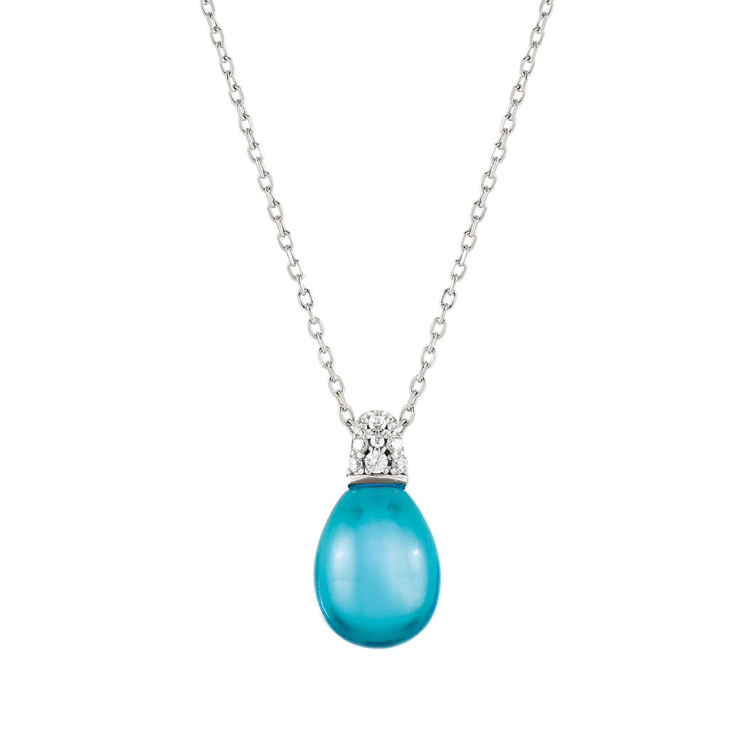 MYRADIANCE NECKLACE 241503/042 BLUE PENDANT WITH CZ