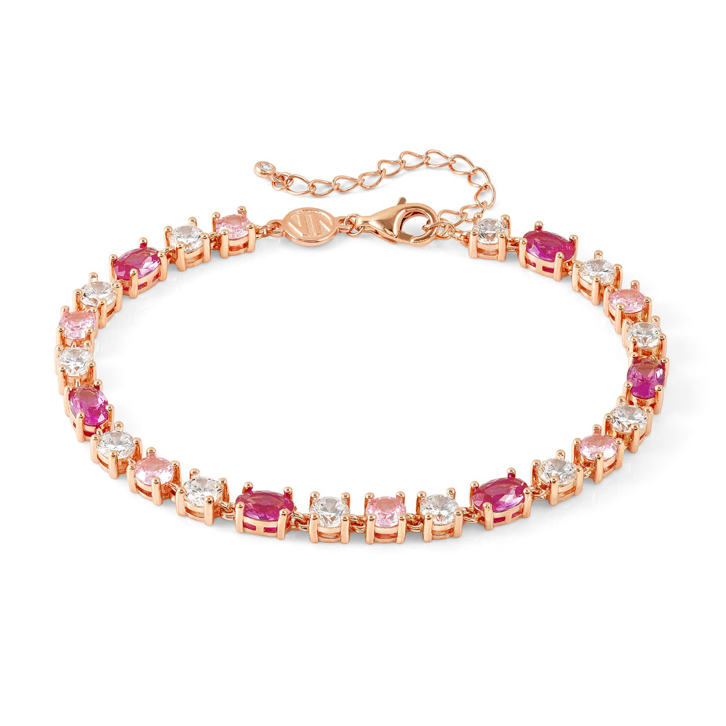 MOSAICA BRACELET 241602/011 22K ROSE GOLD, WHITE & PINK CZ