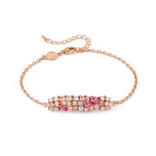 Load image into Gallery viewer, MOSAICA BRACELET 241603/011 ROSE GOLD &amp; PINK CZ CLUSTER
