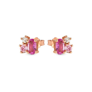 MOSAICA EARRINGS 241606/011 ROSE GOLD PINK CZ STUDS