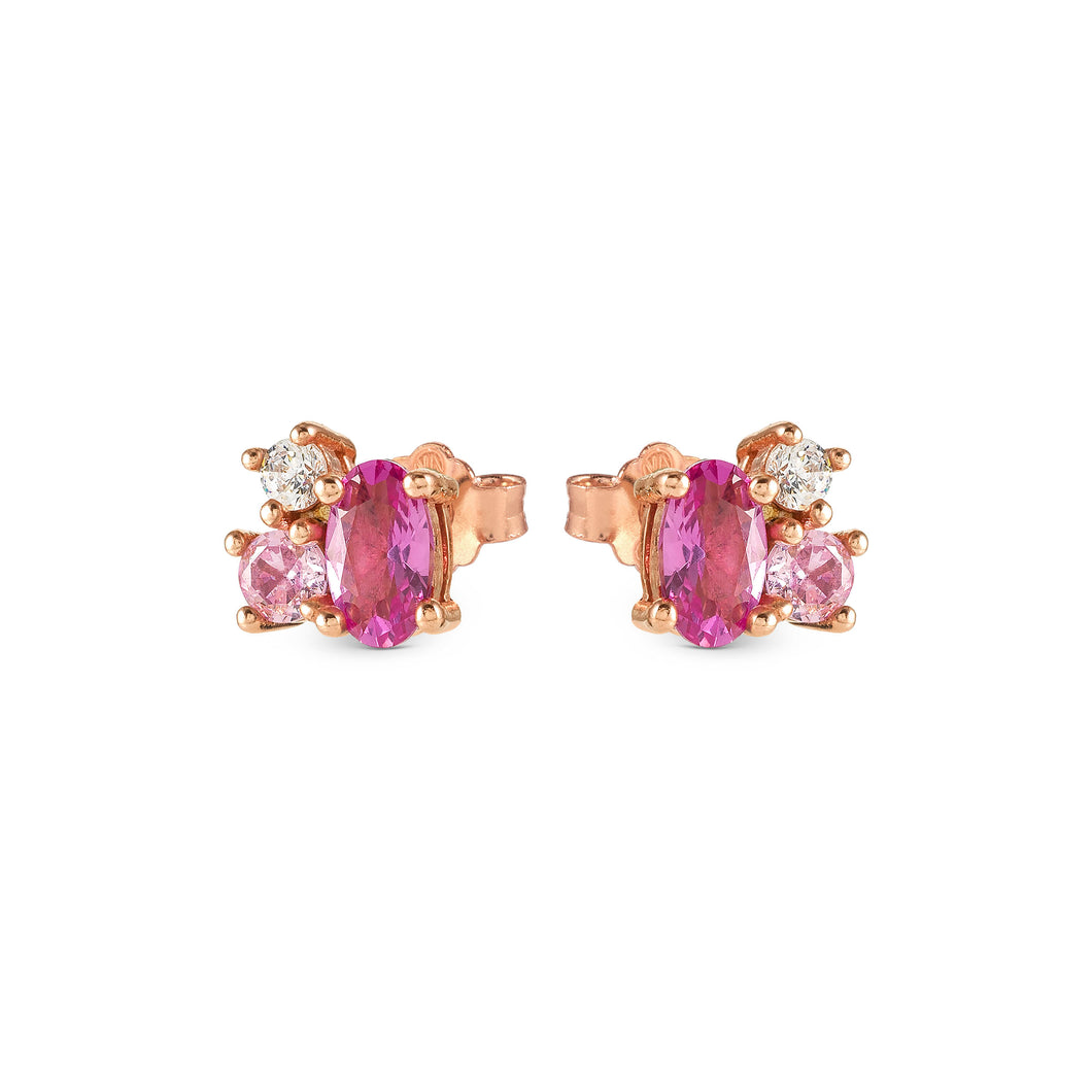 MOSAICA EARRINGS 241606/011 ROSE GOLD PINK CZ STUDS