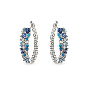 MOSAICA EARRINGS 241607/010 SILVER & BLUE CZ OVAL HOOP