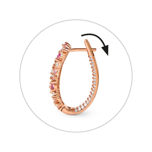 MOSAICA EARRINGS 241607/011  ROSE GOLD & PINK CZ OVAL HOOP