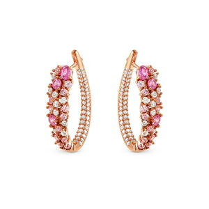 MOSAICA EARRINGS 241607/011  ROSE GOLD & PINK CZ OVAL HOOP