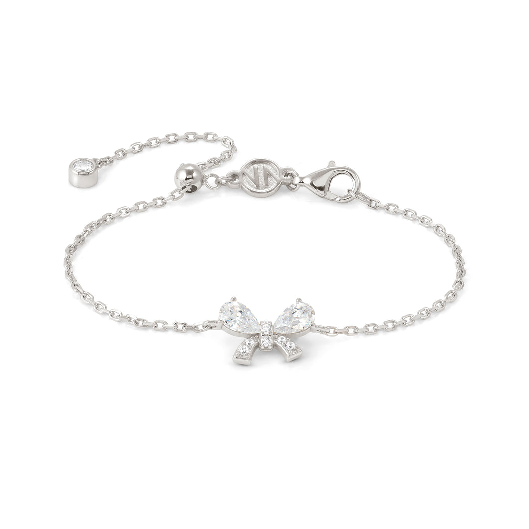 SHINE ME UP SILVER BRACELET 241901/008 BOW WITH WHITE CZ