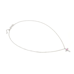 SHINE ME UP SILVER NECKLACE 241902/002 PINK & WHITE CROSS CZ PENDANT