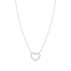 SHINE ME UP SILVER NECKLACE 241902/003 WHITE HEART CZ PENDANT