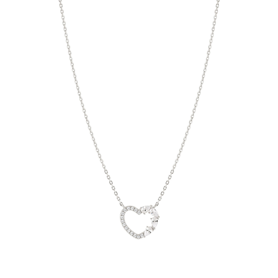 SHINE ME UP SILVER NECKLACE 241902/003 WHITE HEART CZ PENDANT