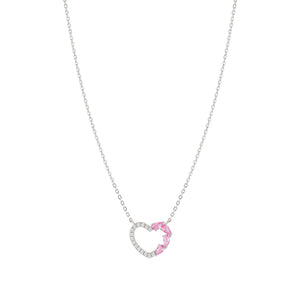SHINE ME UP SILVER NECKLACE 241902/004 PINK HEART CZ PENDANT