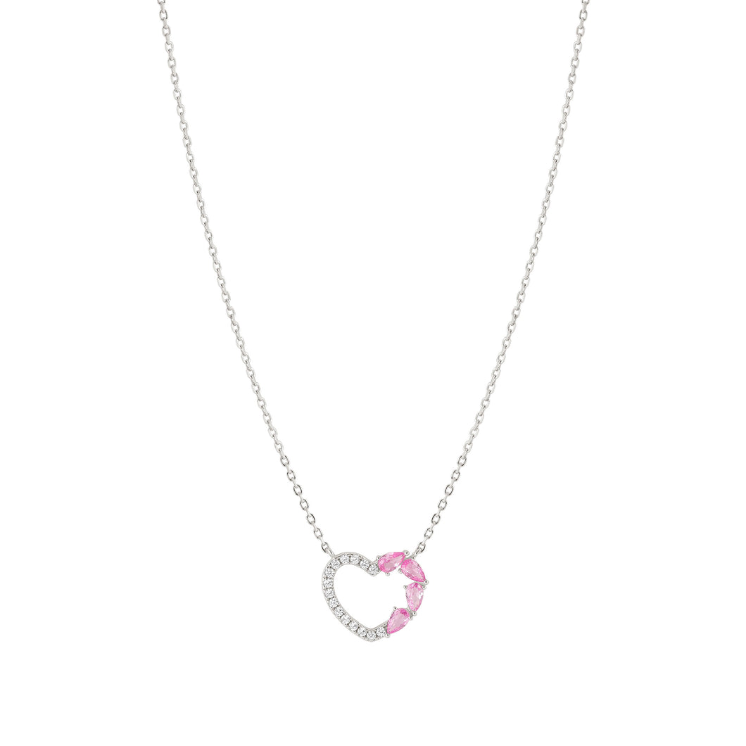 SHINE ME UP SILVER NECKLACE 241902/004 PINK HEART CZ PENDANT