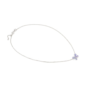 SHINE ME UP SILVER NECKLACE 241902/006 LILAC & WHITE BUTTERFLY CZ PENDANT