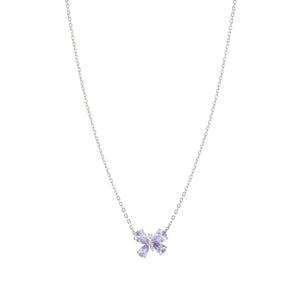SHINE ME UP SILVER NECKLACE 241902/006 LILAC & WHITE BUTTERFLY CZ PENDANT