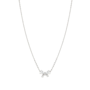 SHINE ME UP SILVER NECKLACE 241902/008 WHITE BOW CZ PENDANT