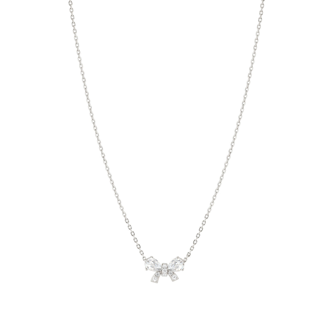 SHINE ME UP SILVER NECKLACE 241902/008 WHITE BOW CZ PENDANT
