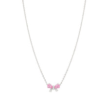 Load image into Gallery viewer, SHINE ME UP SILVER NECKLACE 241902/009 PINK &amp; WHITE BOW CZ PENDANT
