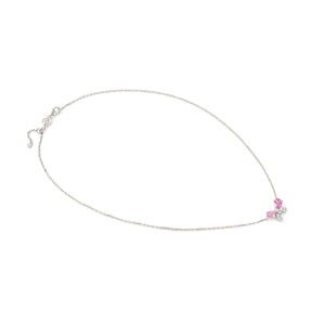 SHINE ME UP SILVER NECKLACE 241902/009 PINK & WHITE BOW CZ PENDANT