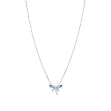 Load image into Gallery viewer, SHINE ME UP SILVER NECKLACE 241902/011 BLUE &amp; WHITE DRAGONFLY CZ PENDANT
