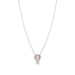 SHINE ME UP SILVER NECKLACE 241902/012 MULTICOLOUR HOT AIR BALLOON CZ PENDANT