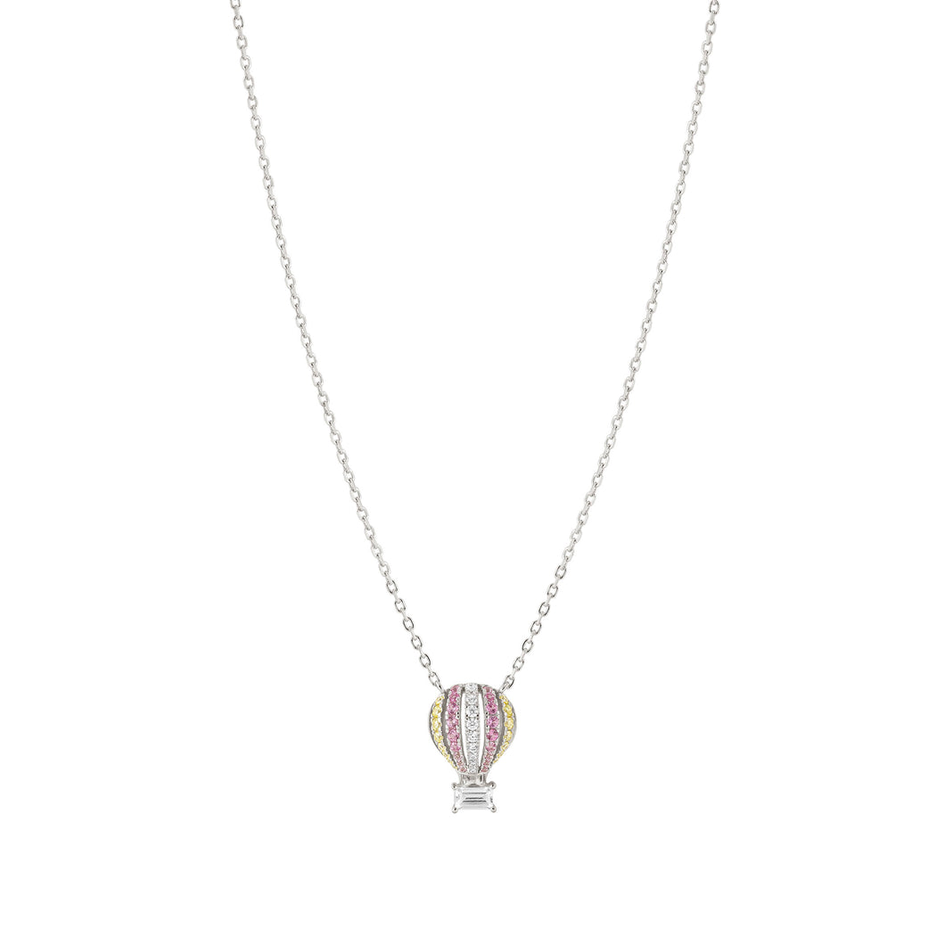 SHINE ME UP SILVER NECKLACE 241902/012 MULTICOLOUR HOT AIR BALLOON CZ PENDANT