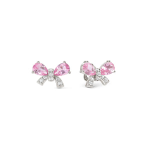 SHINE ME UP EARRINGS 241903/009 SMALL BOW STUDS WITH PINK CZ