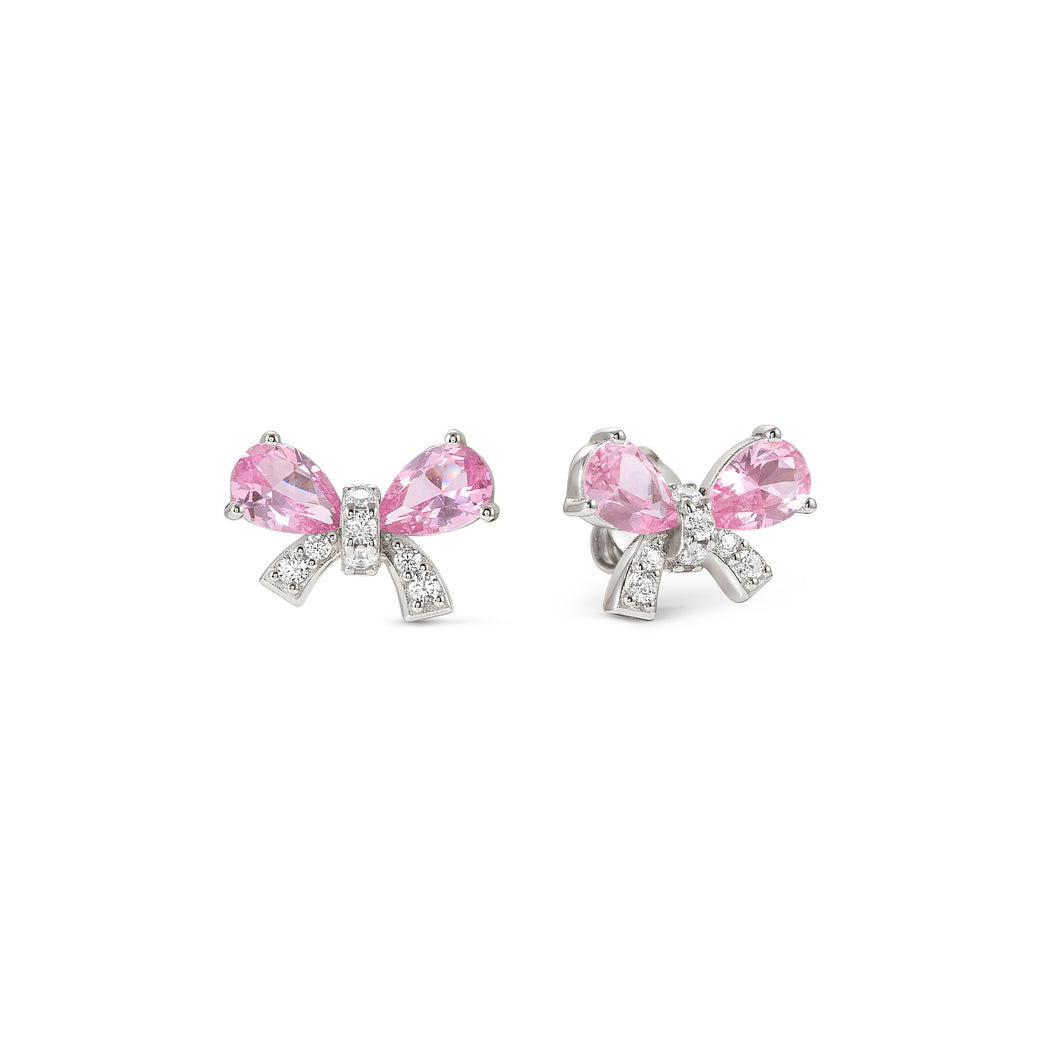 SHINE ME UP EARRINGS 241903/009 SMALL BOW STUDS WITH PINK CZ